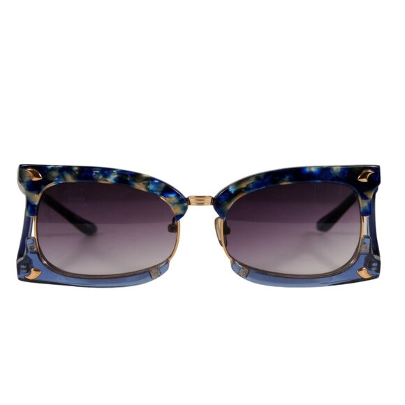 Linda Farrow Parabal Gurung Womens PG/2/3 Cat Eye Sunglasses Blue Gold Shades